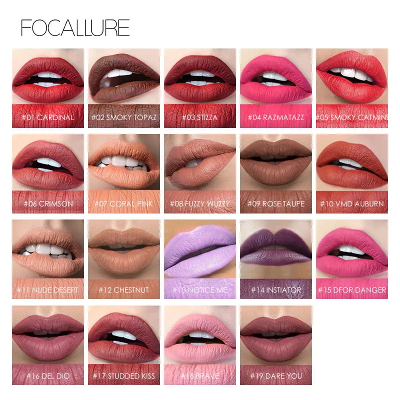 FOCALLURE Brand 19 Colors Matte Lipstick Waterproof Long lasting Cosmetic Easy to Wear Lip stick Matte Lip Batom - Seprincess