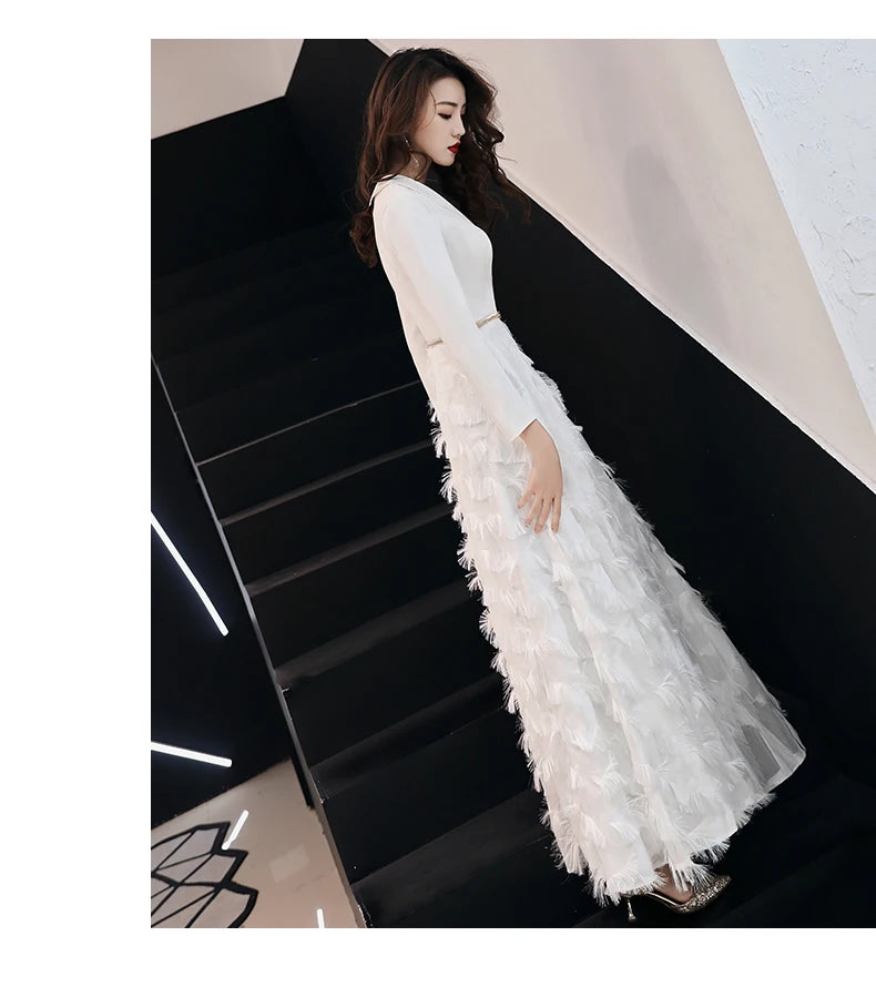 Wei yin 2023 White Evening Dress Elegant Lace Evening Gowns Long Formal Prom Dress Styles Women Prom Party Dresses WY1289 - Seprincess