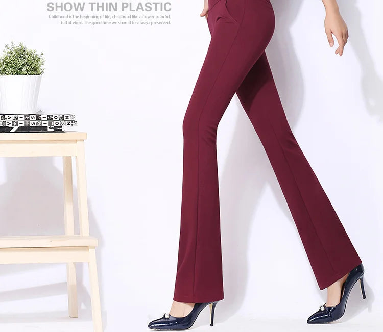 Summer stlye women office work pants High stretch cotton ladies straight pants  female High Waist trousers clothes S-XXXL 4XL