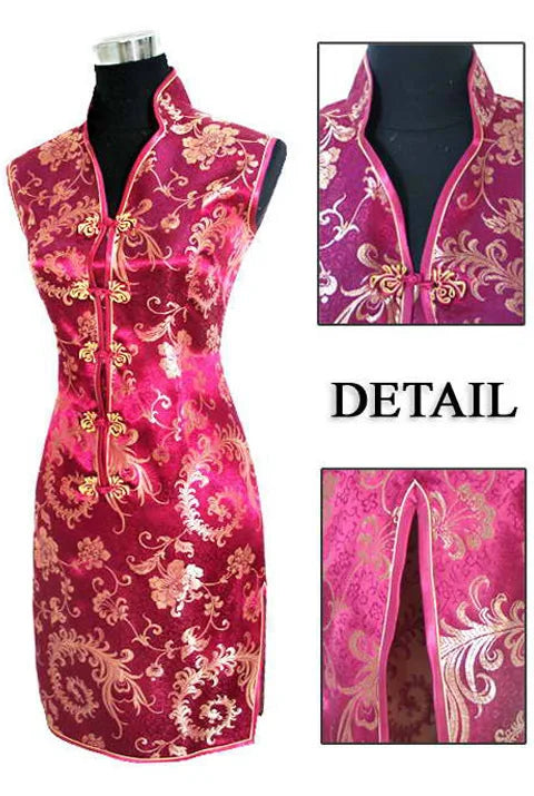 Promotion Purple Traditional Chinese Lady Silk Cheongsam Qipao Prom Club Dress Totem&Flower Size S M L XL XXL XXXL WC173 - Seprincess