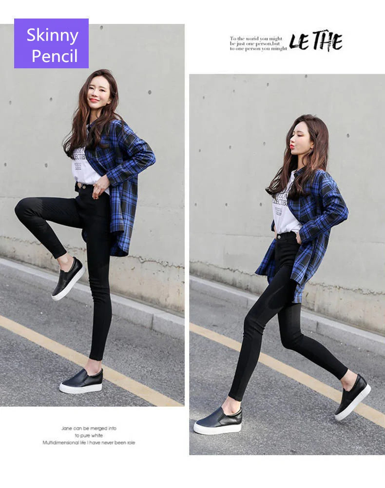 New High Elastic Skinny Pencil Jeans Stretch Black Jeans Spring Vintage High Waist Autumn Denim Spring Pants Jeans