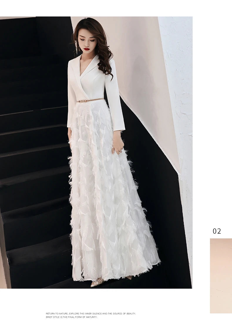 Wei yin 2023 White Evening Dress Elegant Lace Evening Gowns Long Formal Prom Dress Styles Women Prom Party Dresses WY1289 - Seprincess