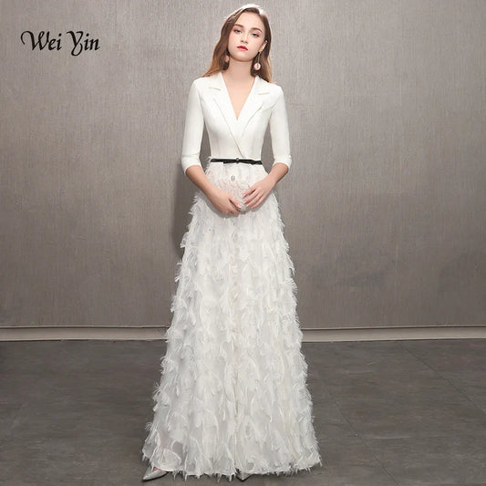 weiyin White Evening Dresses 2023 Elegant Lace Evening Gowns Long Formal Evening Dress Styles Women Prom Party Dresses WY1166 - Seprincess