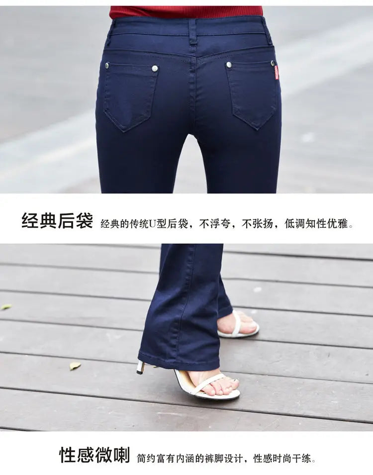 Spring and autumn new pants Slim fashion pants candy color elastic trousers large size leisure micro Flare Pants TB7805