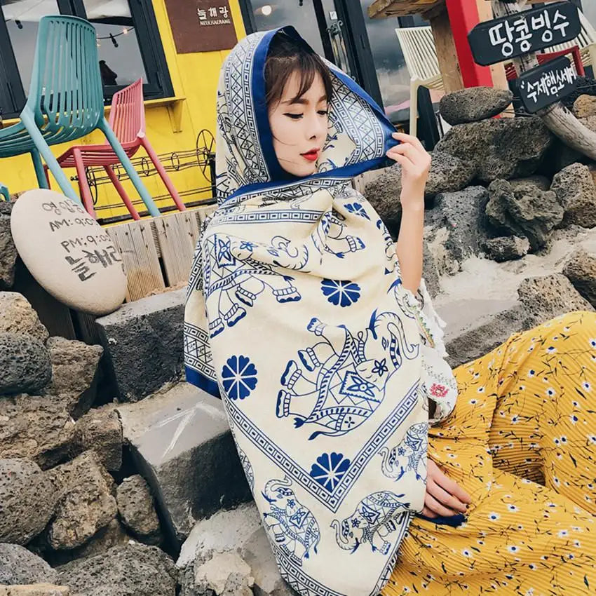 2018 New 90x180cm Twill cotton Pareo Beach Cover-Ups Women Large Beach Dress Bikini Bathing Swimwear Cover Up Sarong Wrap Scarf