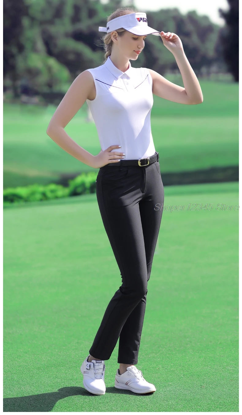 PGM Female Elastic Slim Full Length Trousers Breathable Golf Pants Summer Women Fast Dry Sweatpants Lady Casual Tennis Trousers