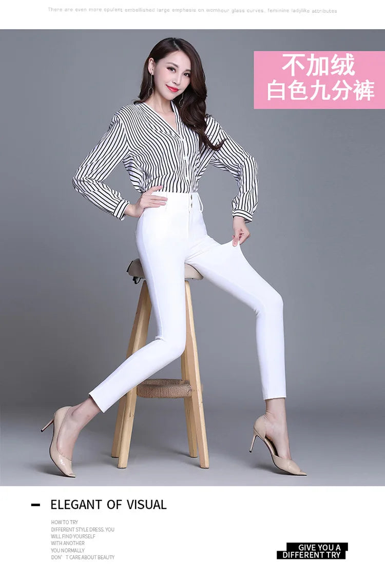 2022 New Fashion High Waist Autumn Winter Women Thick Warm Elastic Pants Quality S-5XL Trousers Tight Type Pencil Pants