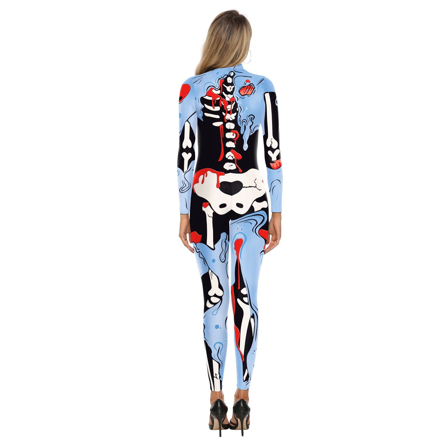 VIP FASHION Adult Skeleton Cospaly Costume Unisex Halloween Ghost Jumpsuit Carnival Party Zentai Bodysuit Scary Show Outfit Suit - Seprincess