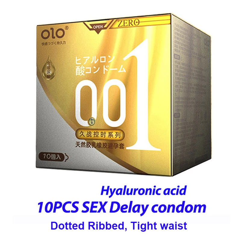 Hyaluronic Acid 0.01 Ultra Thin Condom For Long Sex ICE Fire Delay Condoms Safe Penis Sleeve Sex Toys Contraception For Adult 18