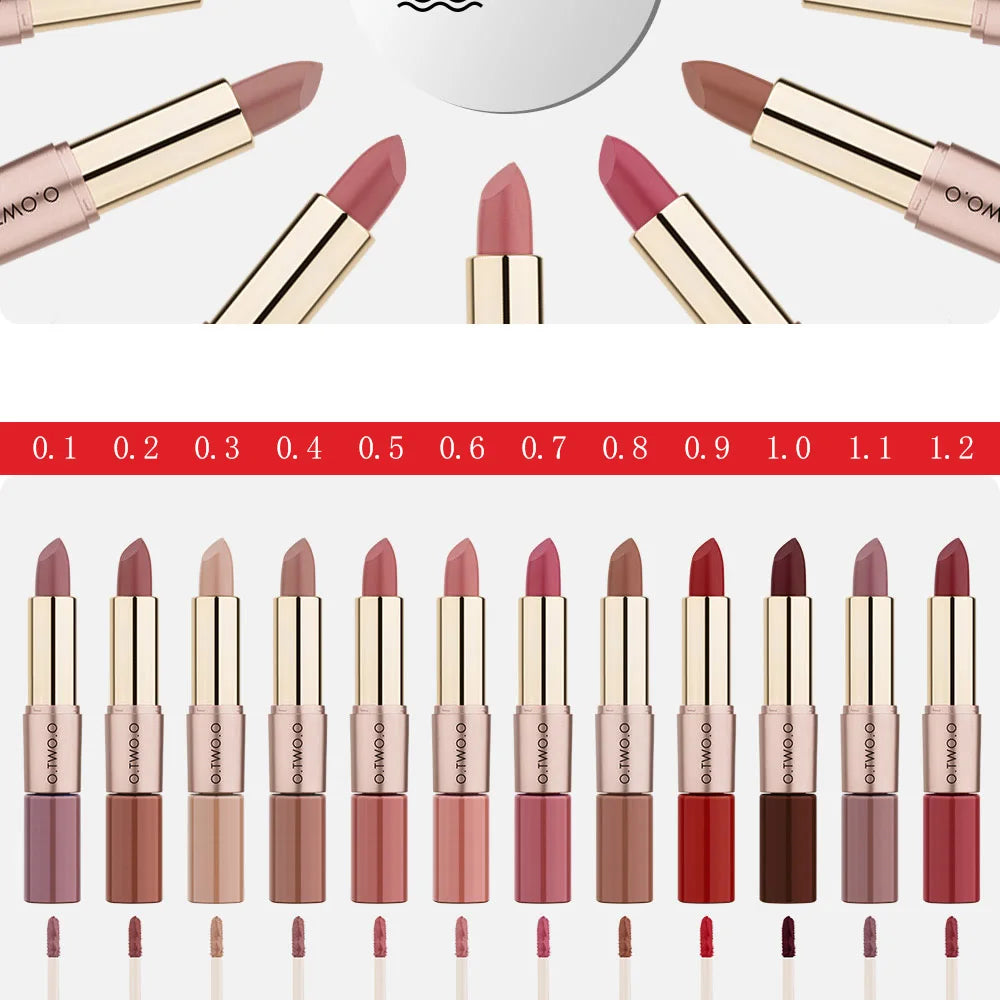 O.TWO.O 12 Colors Makeup Lipstick Lip Gloss Sexy Red Lip Stick Waterproof Moisture Lips Cosmetics Matte Lipsticks - Seprincess