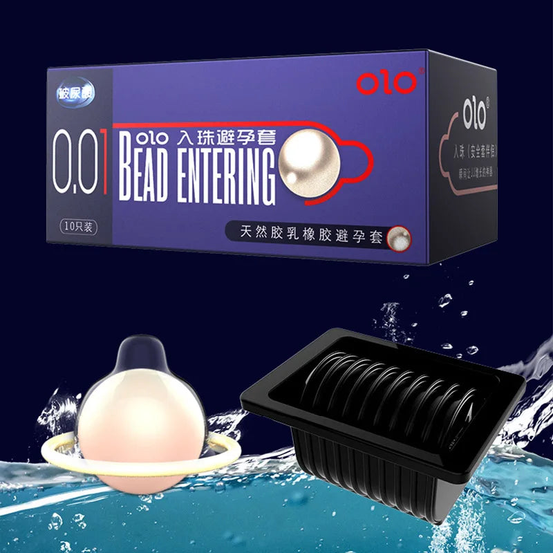 Ultra thin Condom with Big Balls Bead for men delayed ejaculation penis elongation Condoms G Spot stimulator penis sleeve - Seprincess