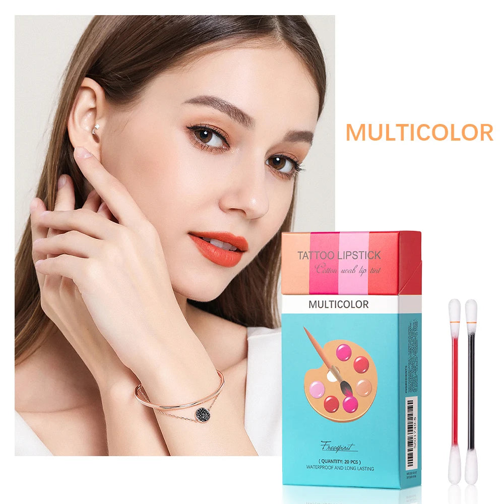 20pcs Cigarette Cotton Swab Lipstick Tattoo Lipstick Non-Stick Long-Lasting Waterproof and Kiss-proof Lip Durable Lip Stain Set - Seprincess