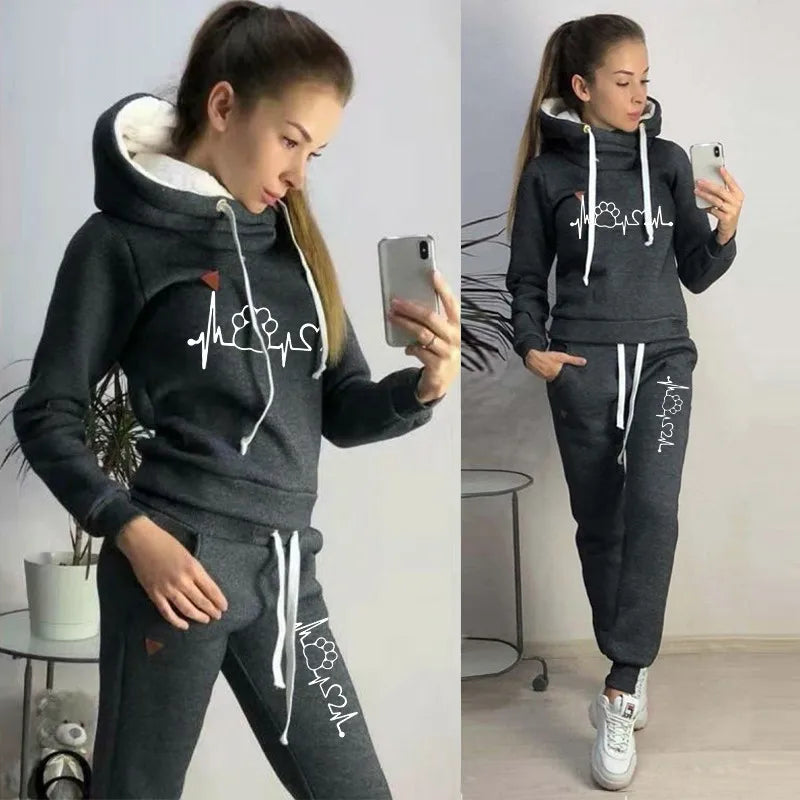 Two Piece Sets Casual Tracksuit Women Hooded Pullover Hoodies and Pants Suit Outfits Female Sweatshirts Autumn Spring Tracksuits - Seprincess