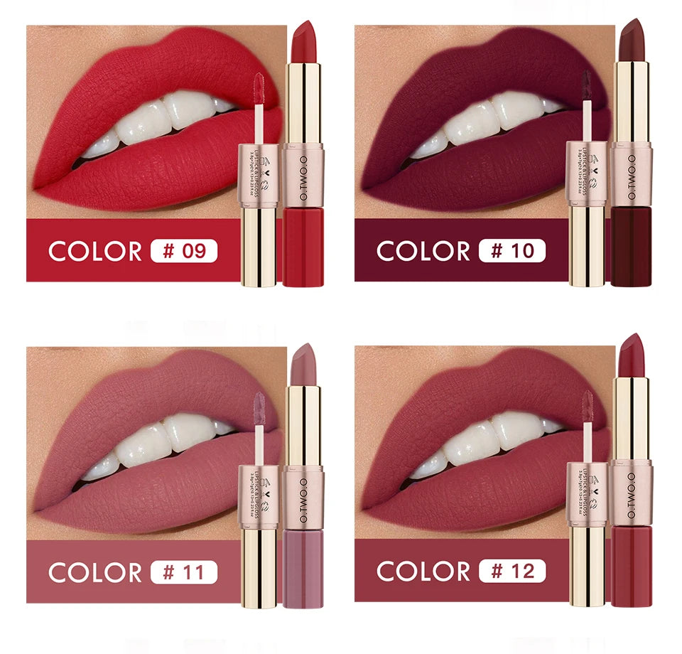 O.TWO.O 12 Colors Makeup Lipstick Lip Gloss Sexy Red Lip Stick Waterproof Moisture Lips Cosmetics Matte Lipsticks - Seprincess