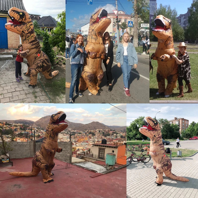 T-rex inflatable uit Tyrannosaurus Dinosaur Costume Child Kids Adult Role-playing Fancy Halloween Mascot Party Apparel - Seprincess