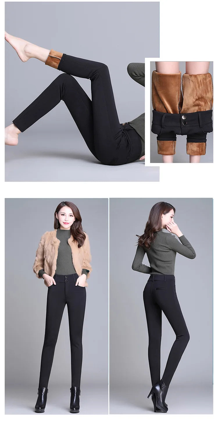 2022 New Fashion High Waist Autumn Winter Women Thick Warm Elastic Pants Quality S-5XL Trousers Tight Type Pencil Pants