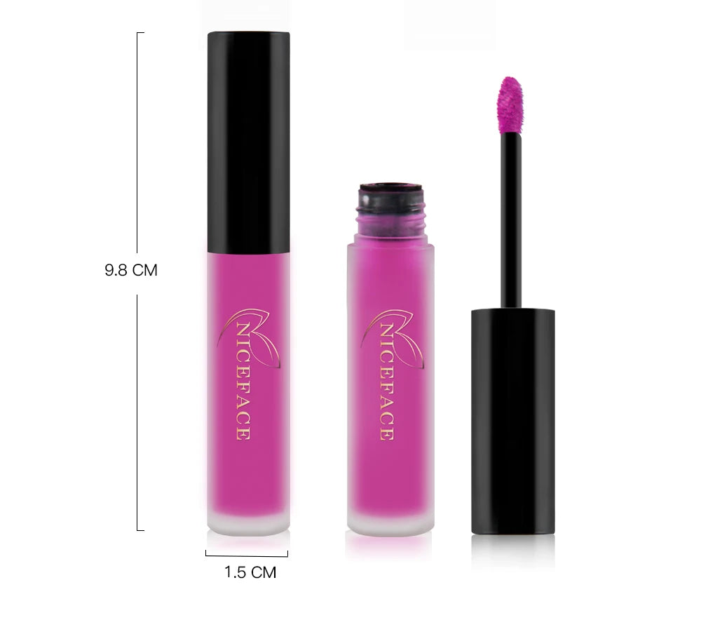 NICEFACE Hot Color Lip Gloss Waterproof Matt Lipgloss Lasting Nude Liquid Lipstick Cosmetic Sexy Women Lip Tint Makeup Lip Stain - Seprincess