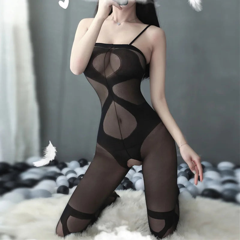 Sexy Tights Lingerie Hose Women's Stockings Black Open Crotch Intimate Underwear Teddy Sexy Costume Porno Bodystockings Bodysuit