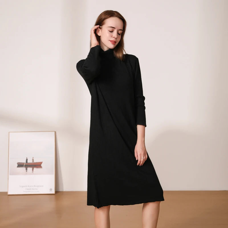 Knitted Women's Winter Dress 2024 Dresses Ladies Sweater Korean Fashion Clothing Robe Clothes Elegant Black Tight Woman Casual - Seprincess