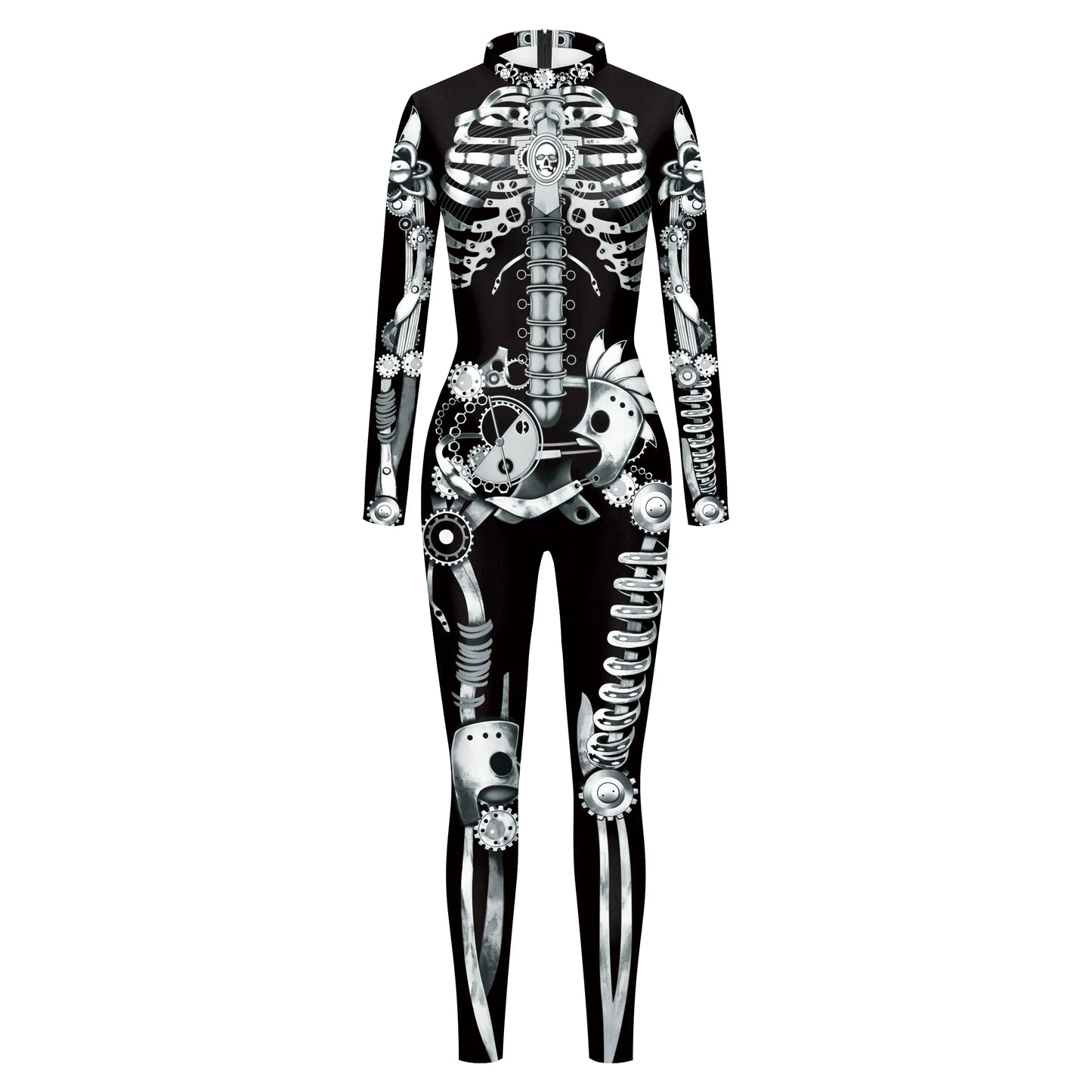 VIP FASHION Adult Skeleton Cospaly Costume Unisex Halloween Ghost Jumpsuit Carnival Party Zentai Bodysuit Scary Show Outfit Suit - Seprincess