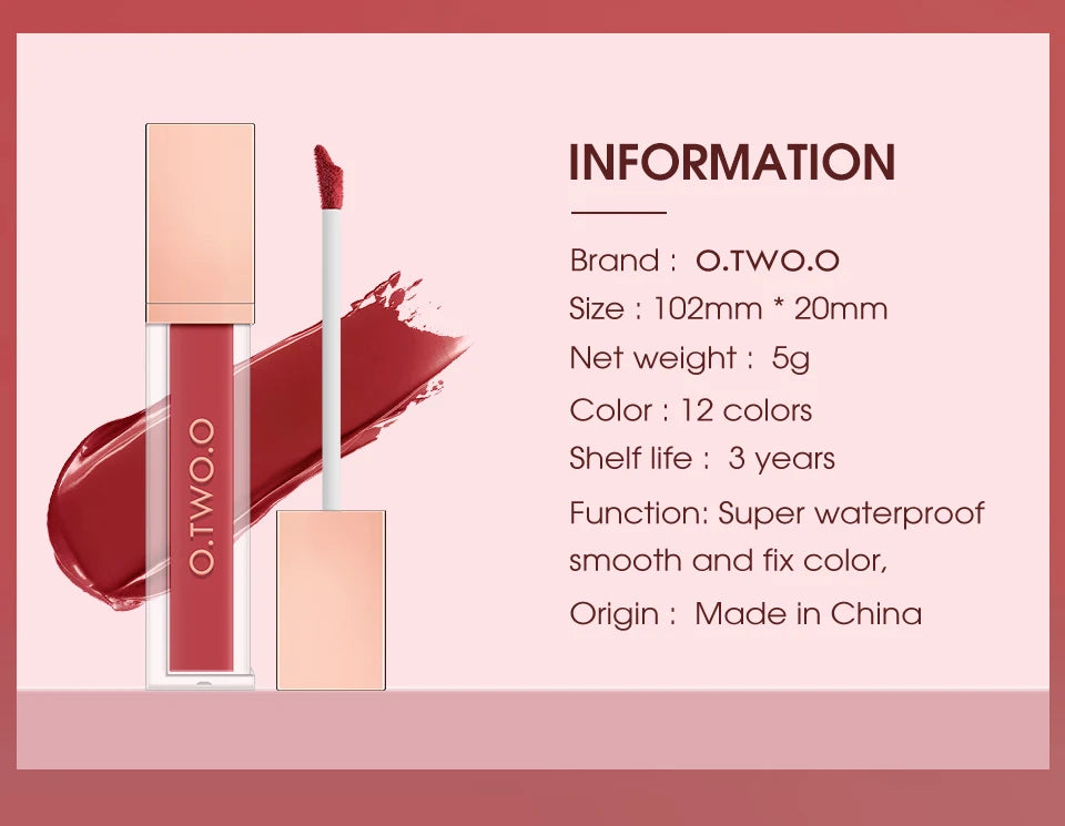 Wholesale O.TWO.O Liquid Lipstick Lip Gloss 12 Colors Waterproof Long-lasting Matte Lip Stain Lip Glaze For Women Cosmetics - Seprincess