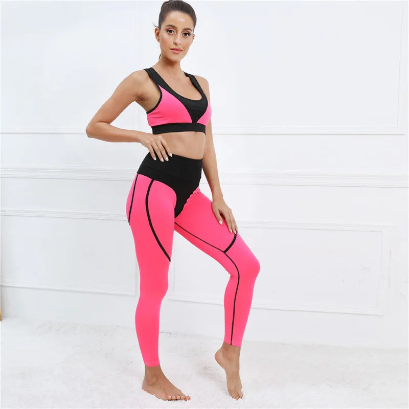 Women Yoga Set Female Suit Women's Crop Top Bra Leggings Pants Set 2pcs Two Piece Outfit Fitness Workout Sport Gym Suit Clothes