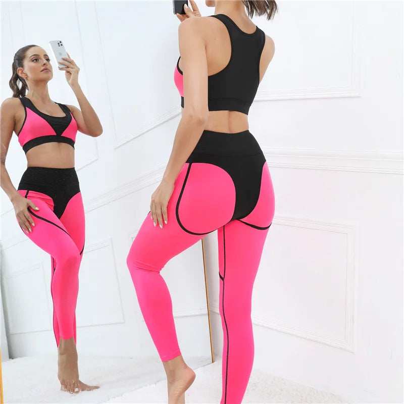 Women Yoga Set Female Suit Women's Crop Top Bra Leggings Pants Set 2pcs Two Piece Outfit Fitness Workout Sport Gym Suit Clothes