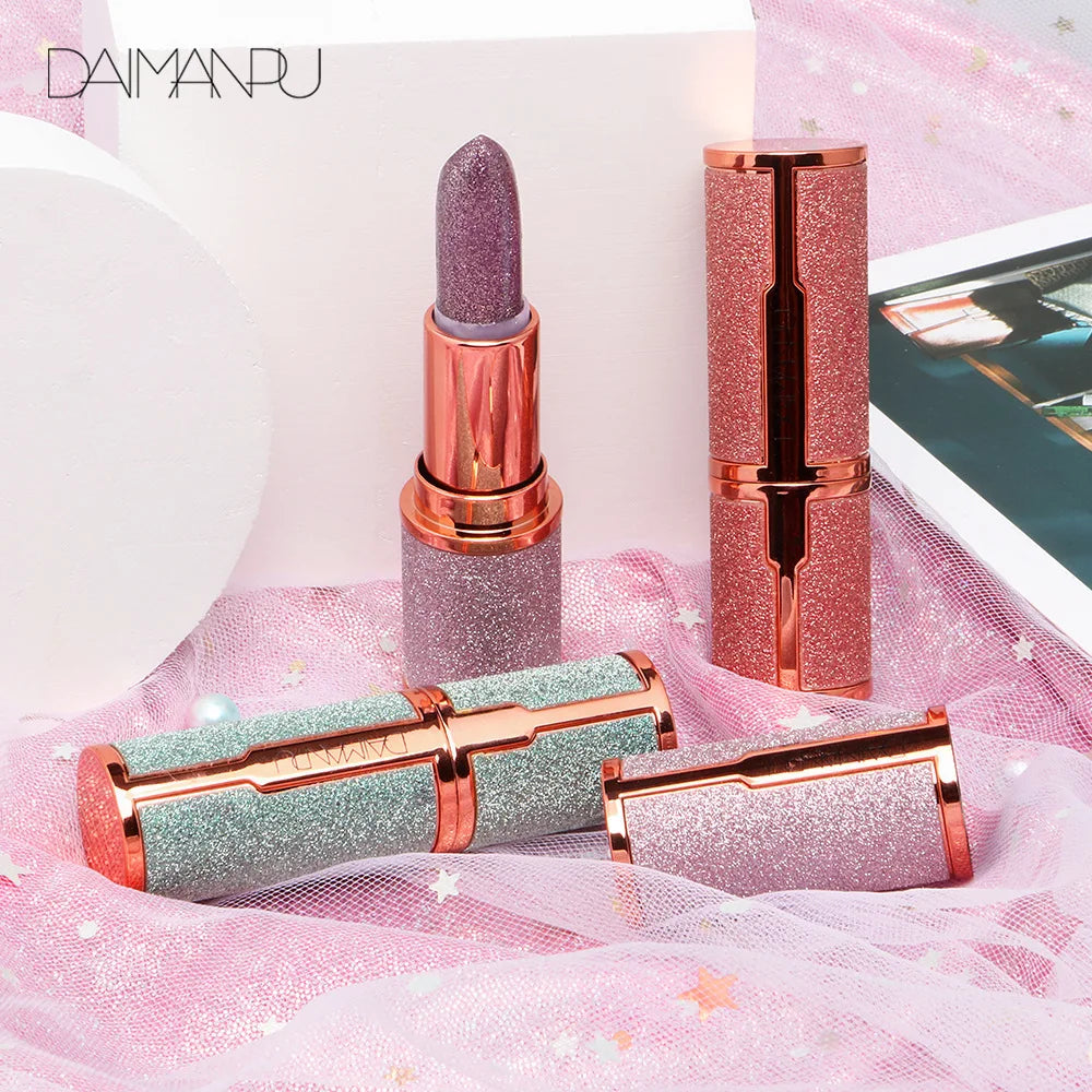 Temperature Color Changing Glitter Lipstick Waterproof Long Lasting Moisturizing Velvet Matte Lip Tint Red Pink Sexy Lips Makeup - Seprincess