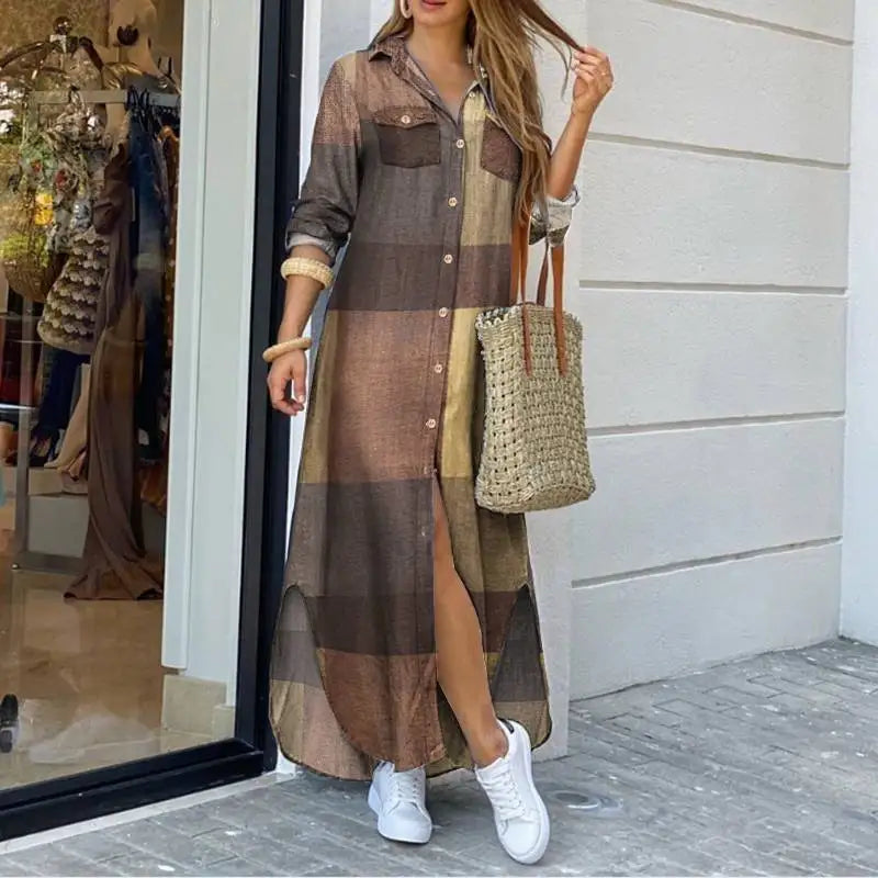 ZANZEA Party Vintage Leopard Robe 2023 Autumn Casual Long Sleeve Maxi Long Vestidos Dress Fashion Oversized Women Shirt Sundress - Seprincess