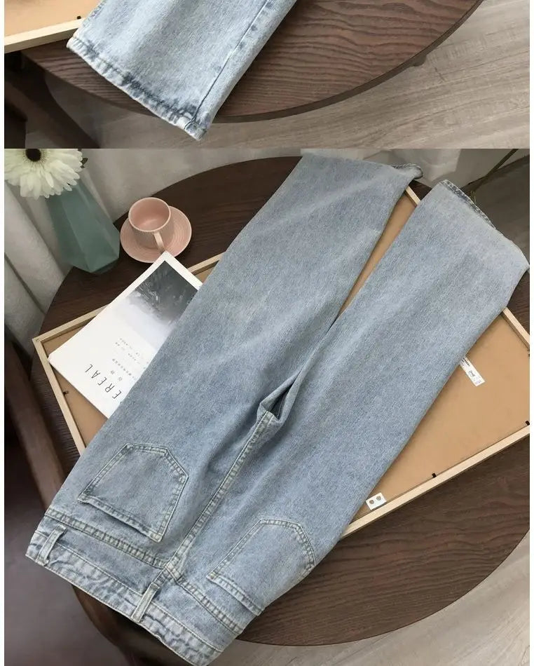 streetwear high waist women's fashion jeans woman girls women wide leg pants trousers female jean femme denim bagge mom jeans