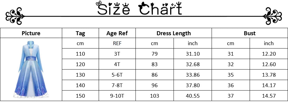 Frozen Girls Dress Elsa 2 Princess Cosplay Costume Kid Fancy Children Gowns Vestidos Snow Queen Disney - Seprincess