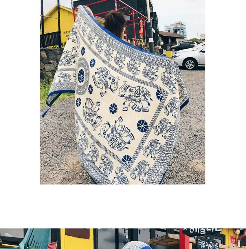 2018 New 90x180cm Twill cotton Pareo Beach Cover-Ups Women Large Beach Dress Bikini Bathing Swimwear Cover Up Sarong Wrap Scarf