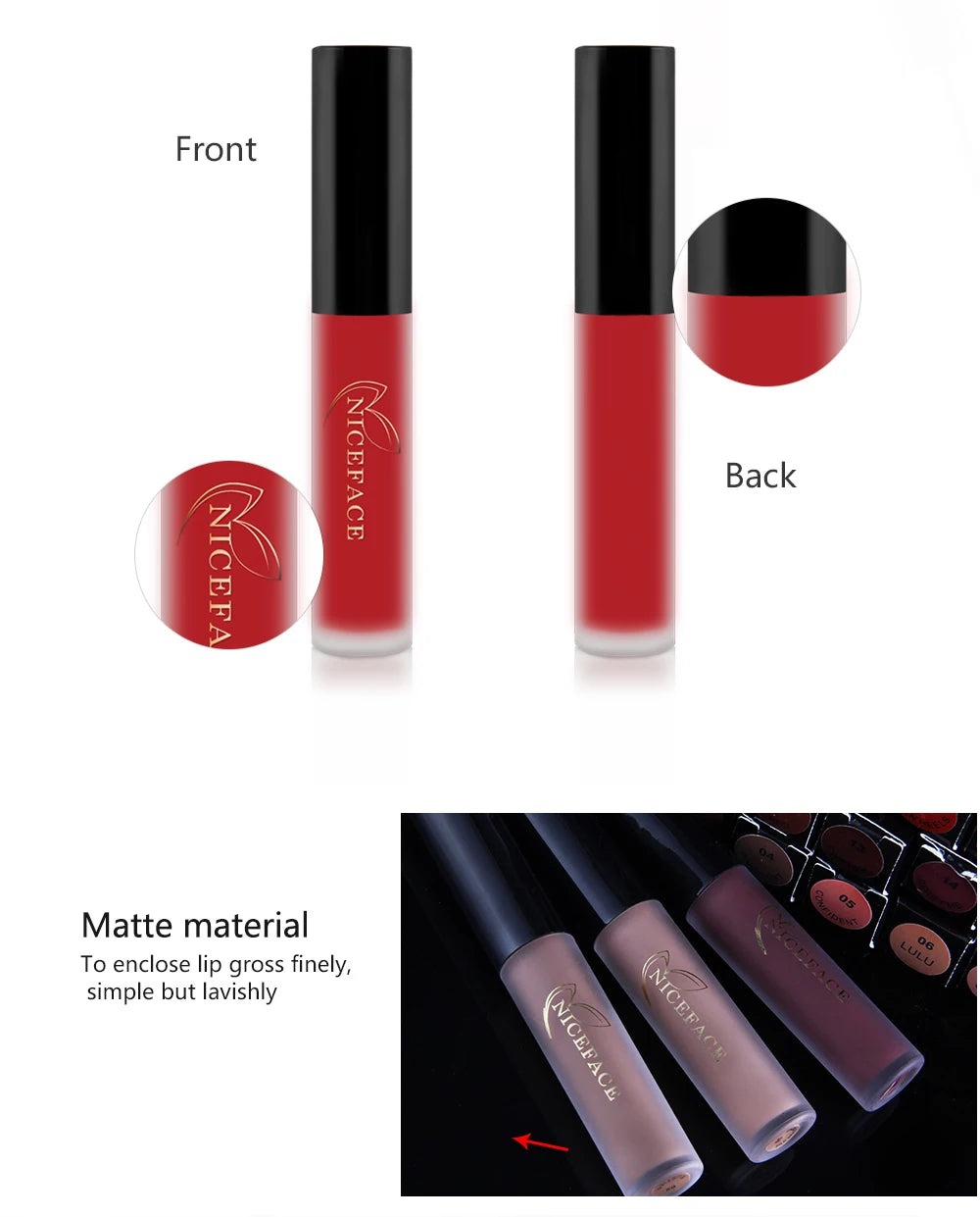 NICEFACE Hot Color Lip Gloss Waterproof Matt Lipgloss Lasting Nude Liquid Lipstick Cosmetic Sexy Women Lip Tint Makeup Lip Stain - Seprincess