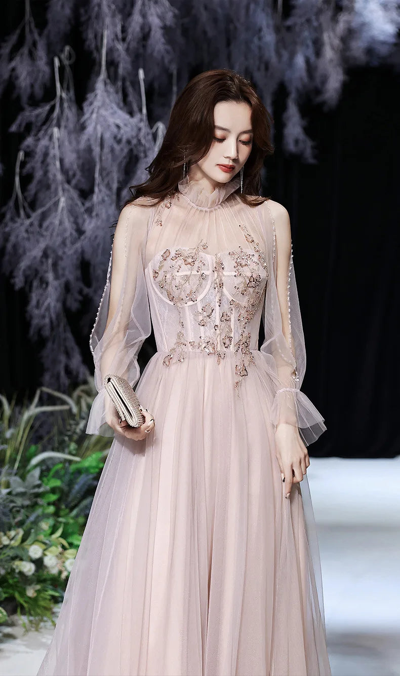 2021 Woman New Temperament Dresses Elegant Floor-length Evening Gown Exquisite Sequins Bling A-line Formal Dress - Seprincess