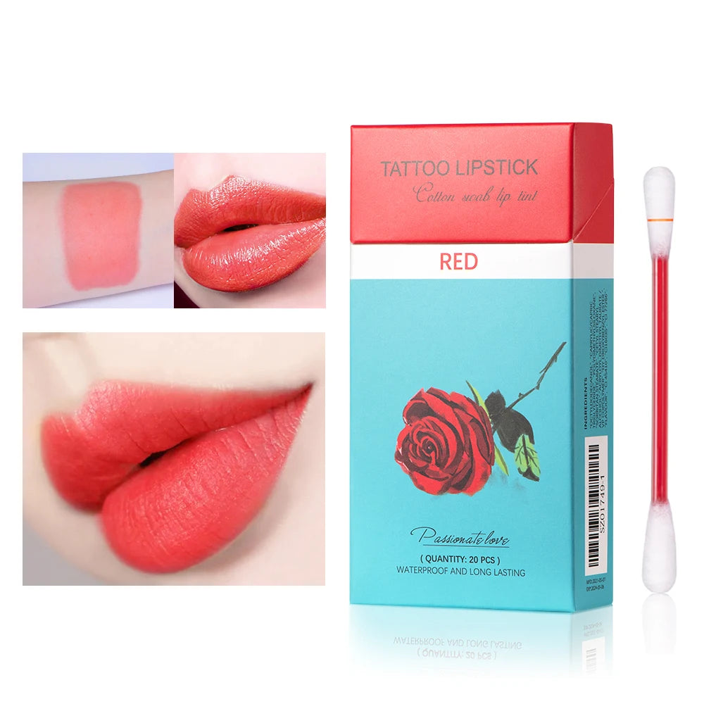 20pcs Cigarette Cotton Swab Lipstick Tattoo Lipstick Non-Stick Long-Lasting Waterproof and Kiss-proof Lip Durable Lip Stain Set - Seprincess