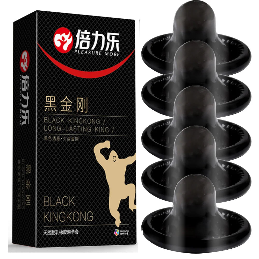 Black Condom Sex Toys for Men long Lasting Penis Sleeve Ejaculation Delay Erotic Adult game Body Condoms sex shop - Seprincess