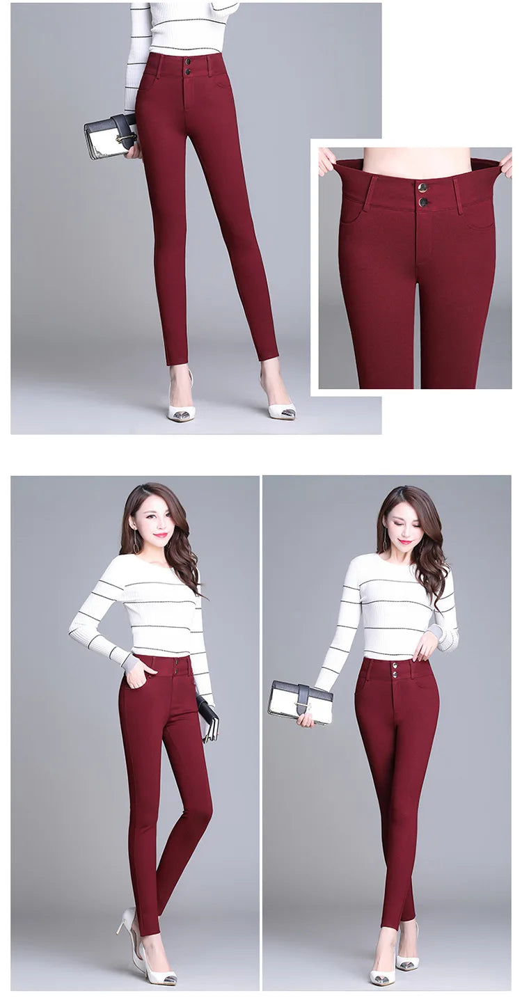 2022 New Fashion High Waist Autumn Winter Women Thick Warm Elastic Pants Quality S-5XL Trousers Tight Type Pencil Pants