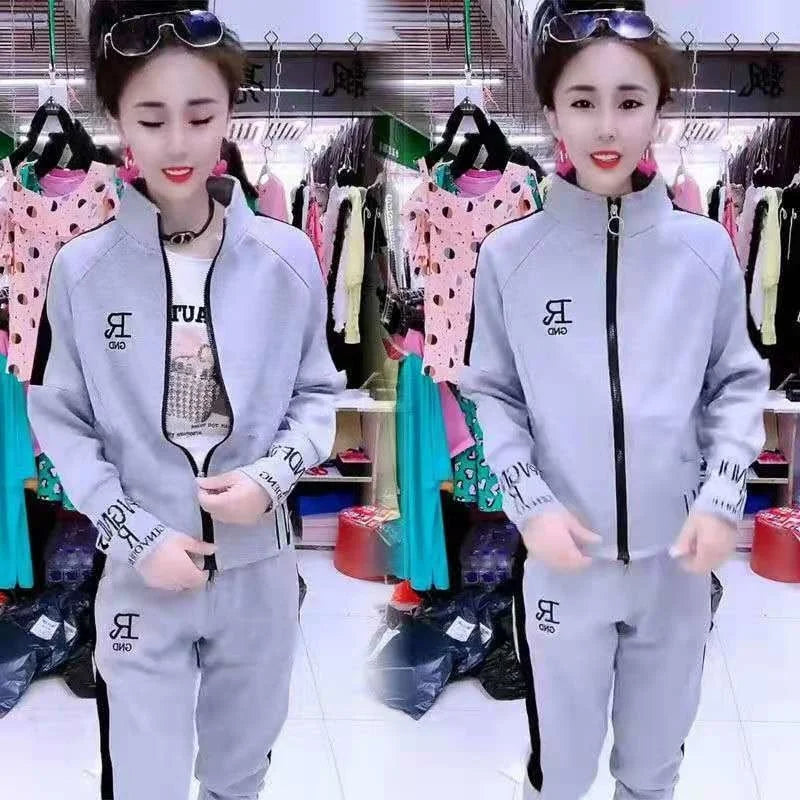 Women's Casual Suit Spring Autumn New Fashion Korean Sportswear Slim Long Sleeve Coats Tops And Pants 2 Two Piece Set For Women - Seprincess