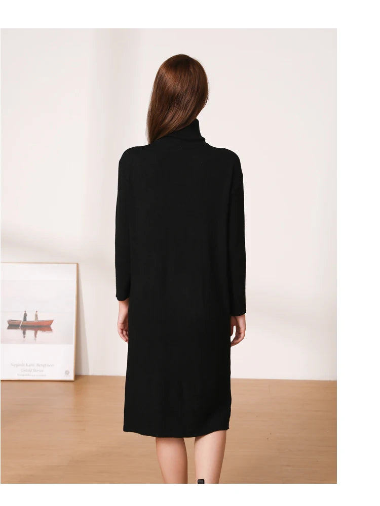 Knitted Women's Winter Dress 2024 Dresses Ladies Sweater Korean Fashion Clothing Robe Clothes Elegant Black Tight Woman Casual - Seprincess