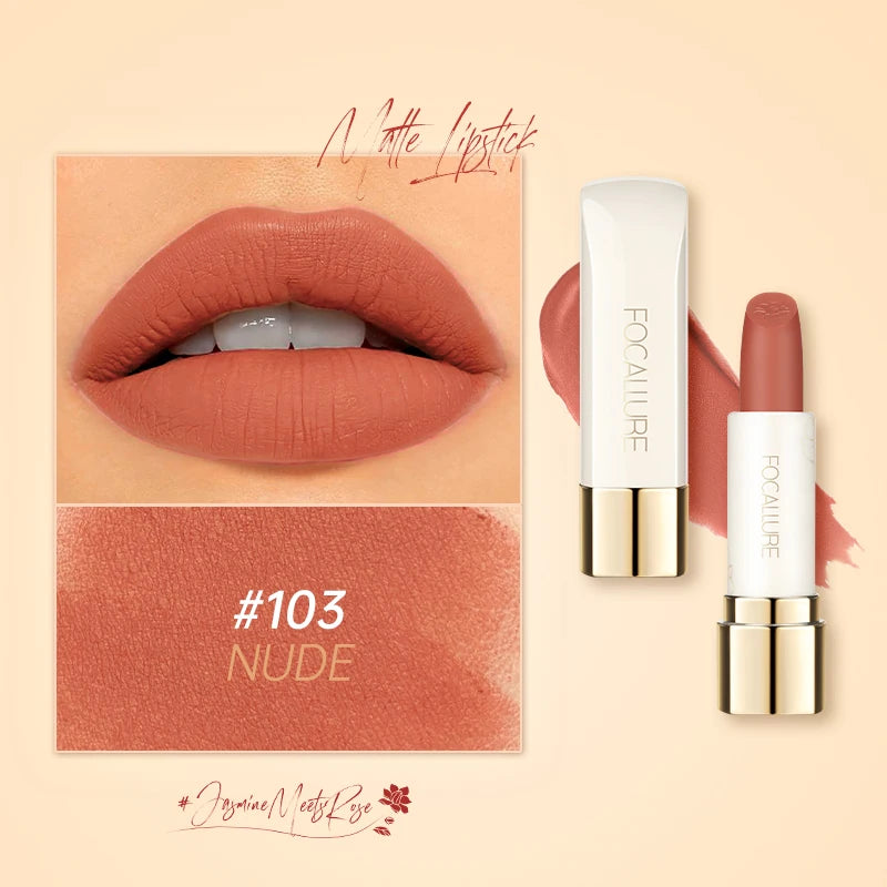 FOCALLURE Natural Matte Lipstick Waterproof Long-lasting Smooth Moisturizing Lip Balm Lightweight Lip Glaze Makeup Cosmetics - Seprincess