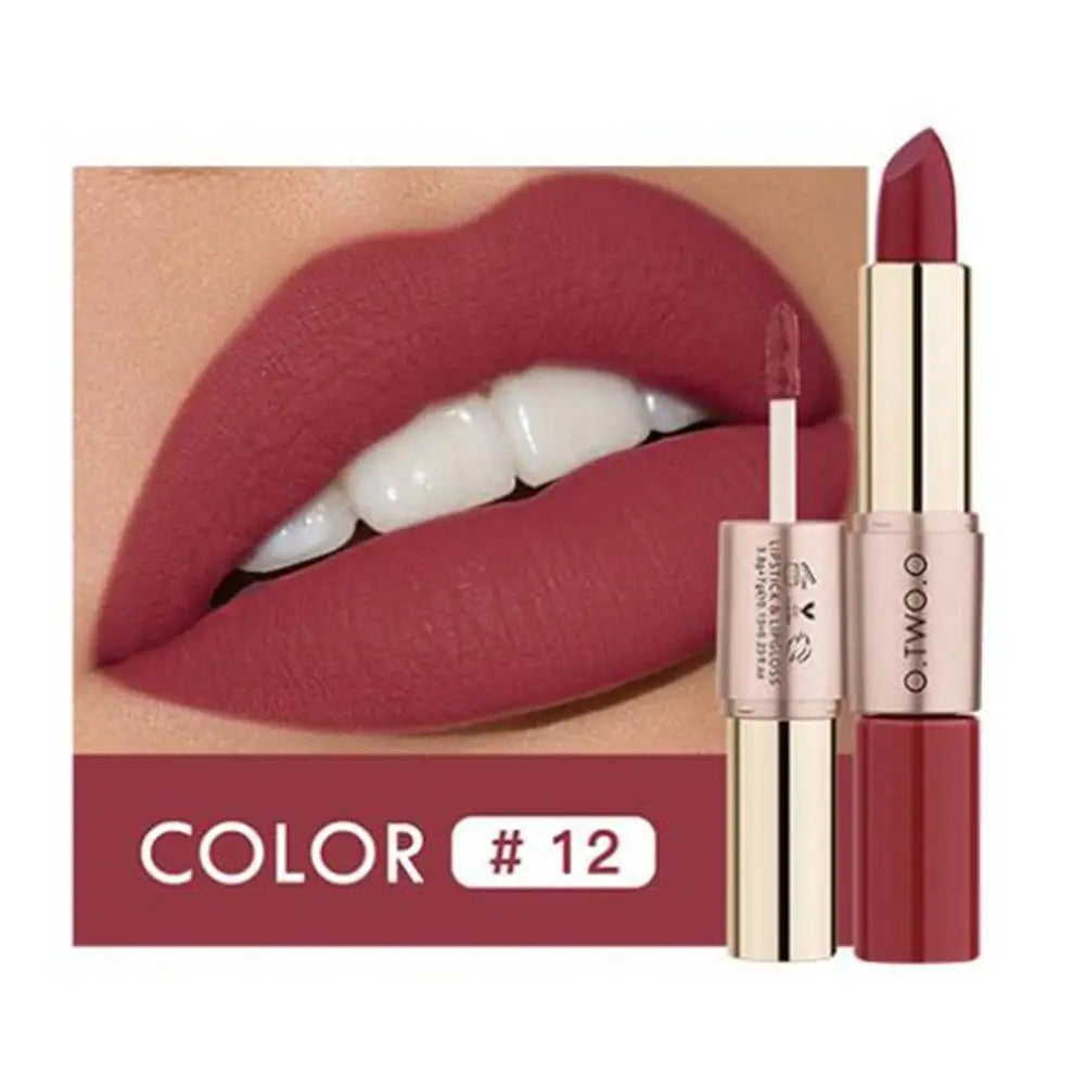 O.TWO.O 12 Colors Makeup Lipstick Lip Gloss Sexy Red Lip Stick Waterproof Moisture Lips Cosmetics Matte Lipsticks - Seprincess