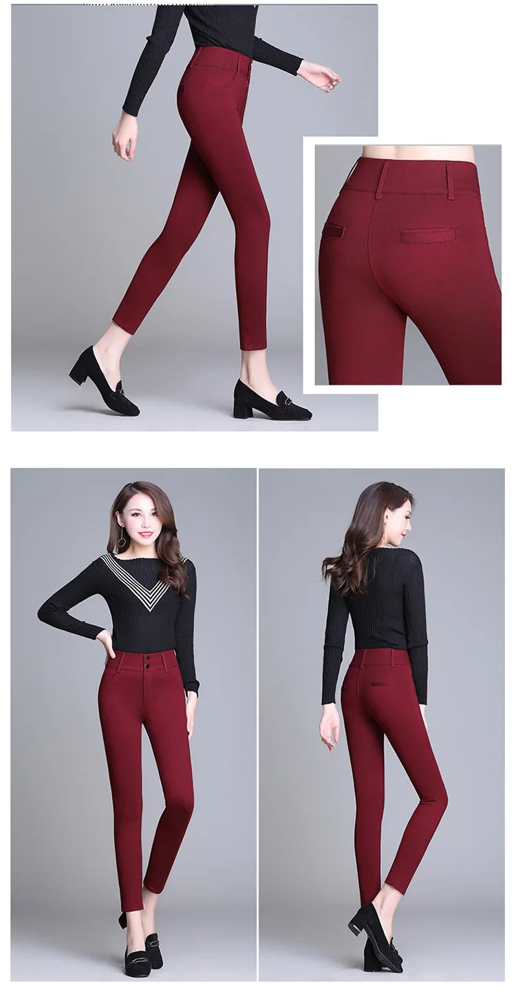 2022 New Fashion High Waist Autumn Winter Women Thick Warm Elastic Pants Quality S-5XL Trousers Tight Type Pencil Pants