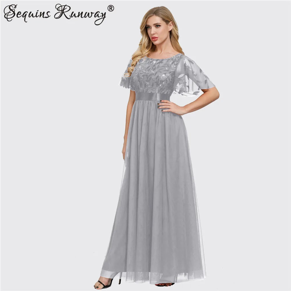 Sexy see through Sequin wedding bridesmaid evening dresses for women 2024 elegant party summer dress maxi mesh dress vestidos - Seprincess