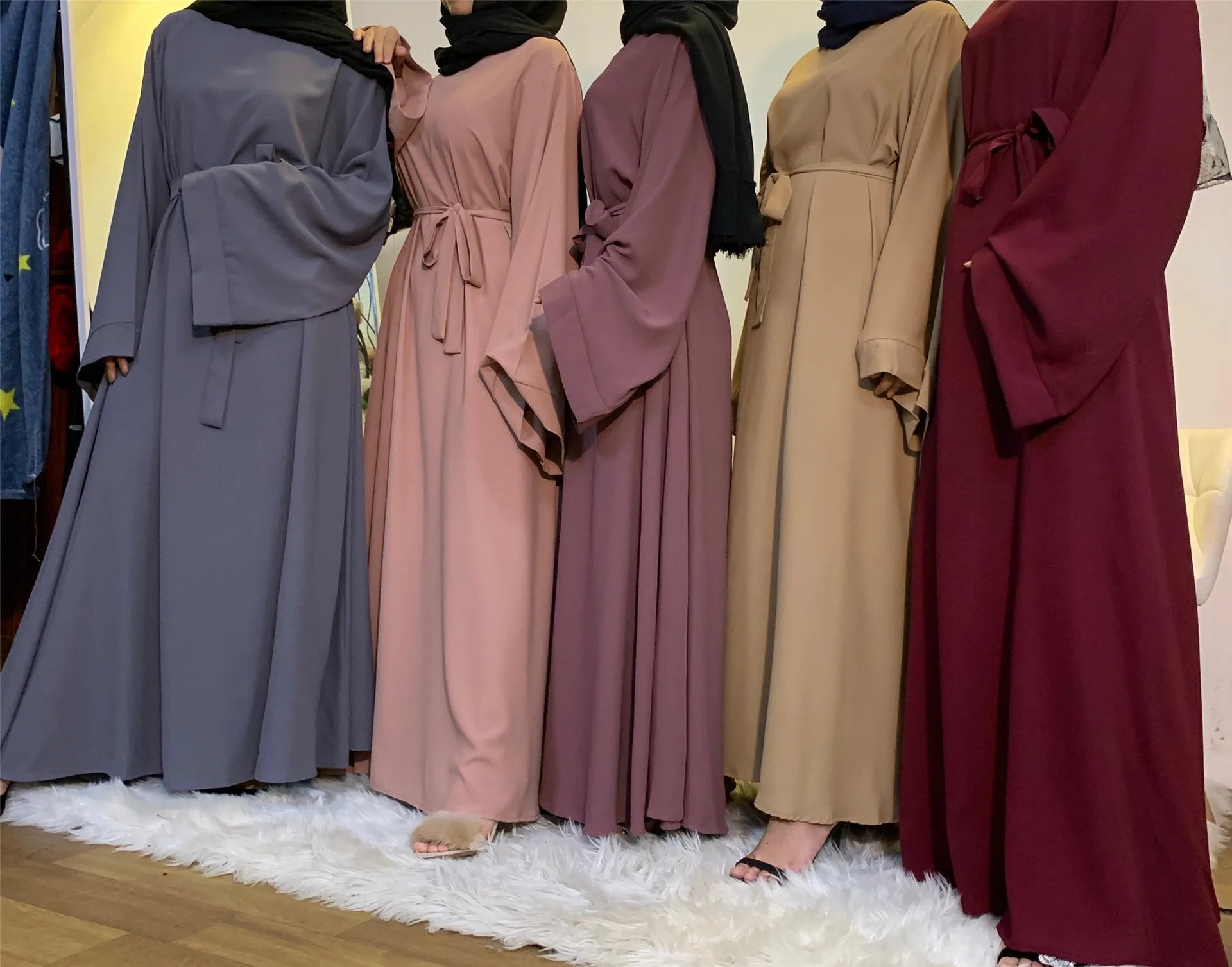 Muslim Fashion Hijab Dubai Abaya Long Dresses Women With Sashes Islam Clothing Abaya African Dresses For Women Musulman Djellaba - Seprincess