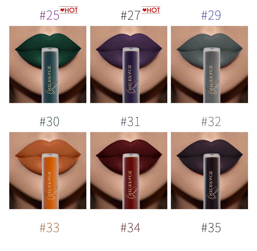 NICEFACE Hot Color Lip Gloss Waterproof Matt Lipgloss Lasting Nude Liquid Lipstick Cosmetic Sexy Women Lip Tint Makeup Lip Stain - Seprincess