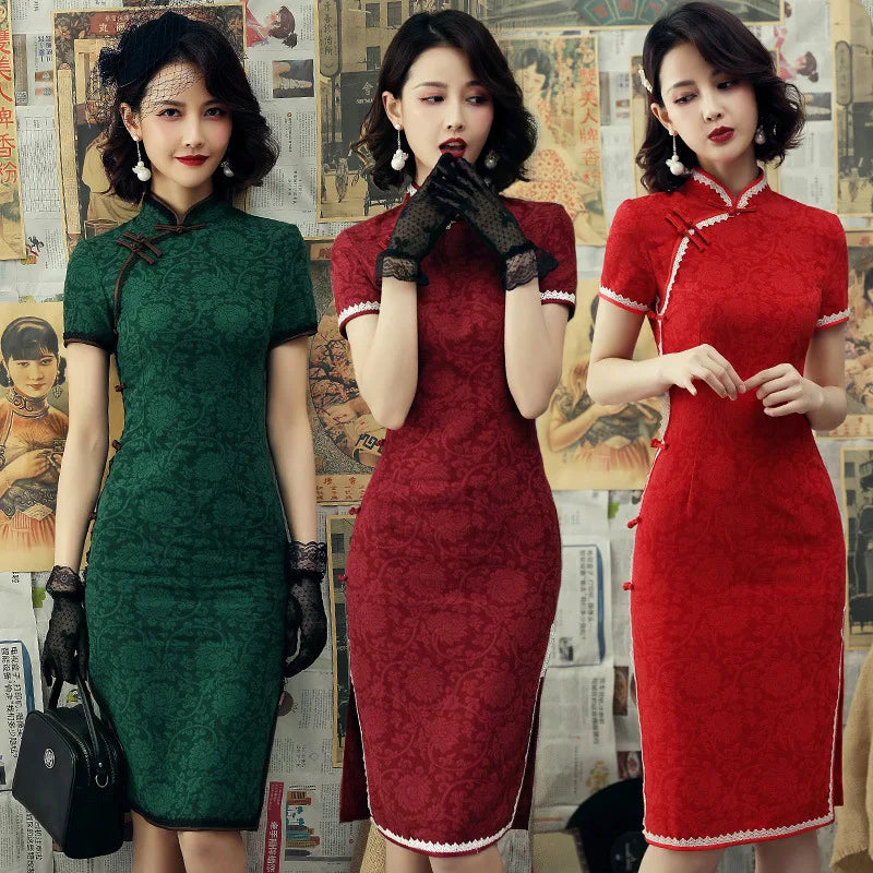 Chinese Vintage Cheongsam Dresses Beautiful Qipao Chinese Traditional Clothing For Women 3XL - Seprincess