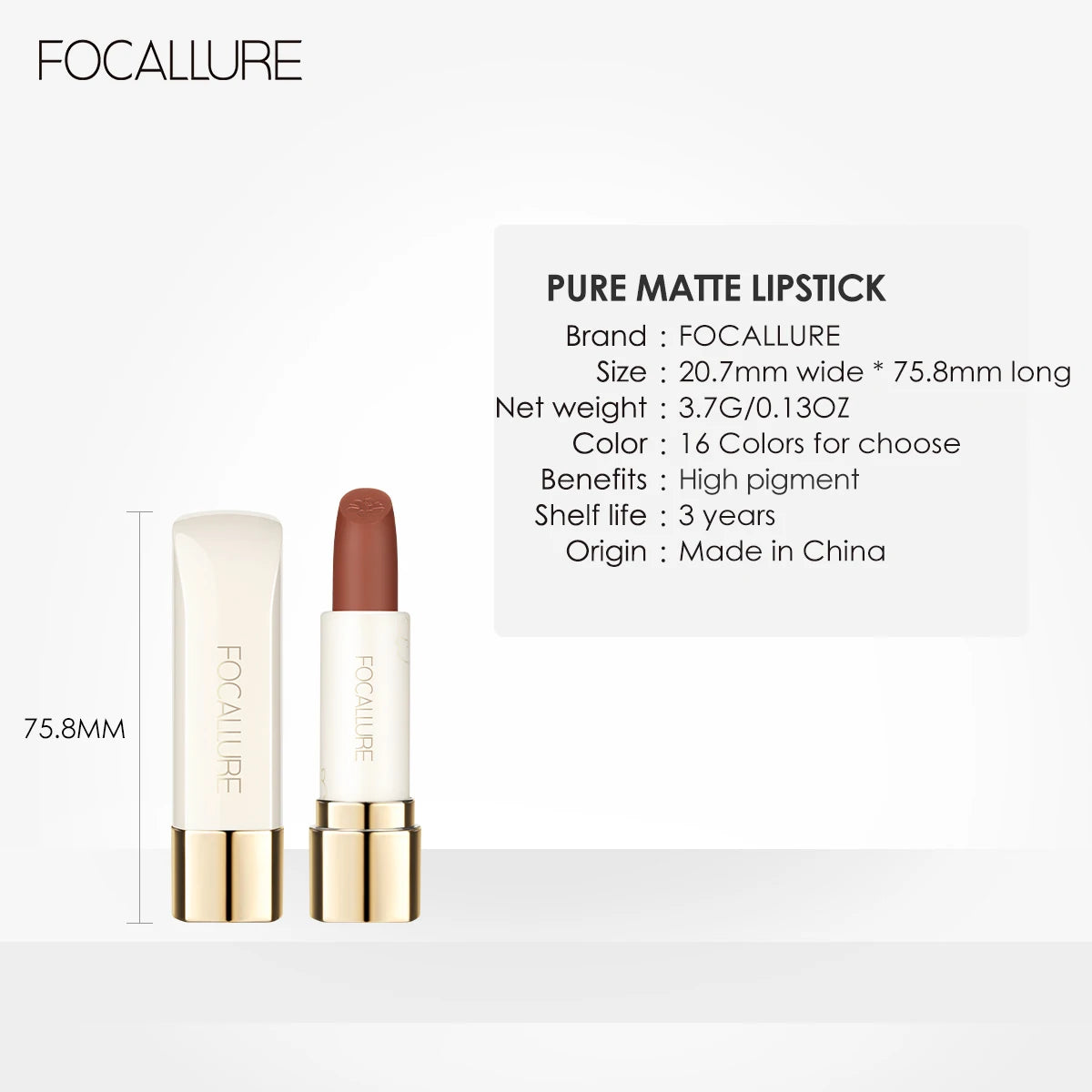 FOCALLURE Natural Matte Lipstick Waterproof Long-lasting Smooth Moisturizing Lip Balm Lightweight Lip Glaze Makeup Cosmetics - Seprincess