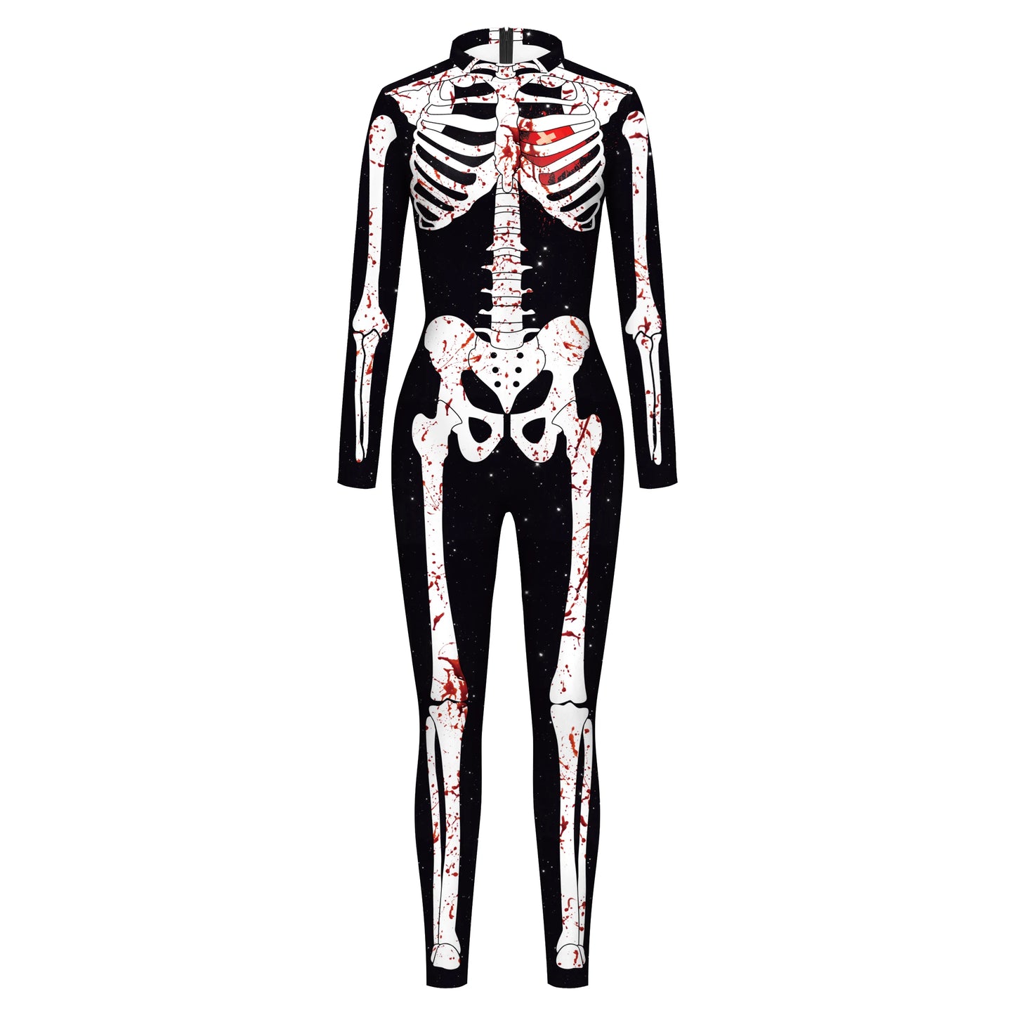 VIP FASHION Adult Skeleton Cospaly Costume Unisex Halloween Ghost Jumpsuit Carnival Party Zentai Bodysuit Scary Show Outfit Suit - Seprincess