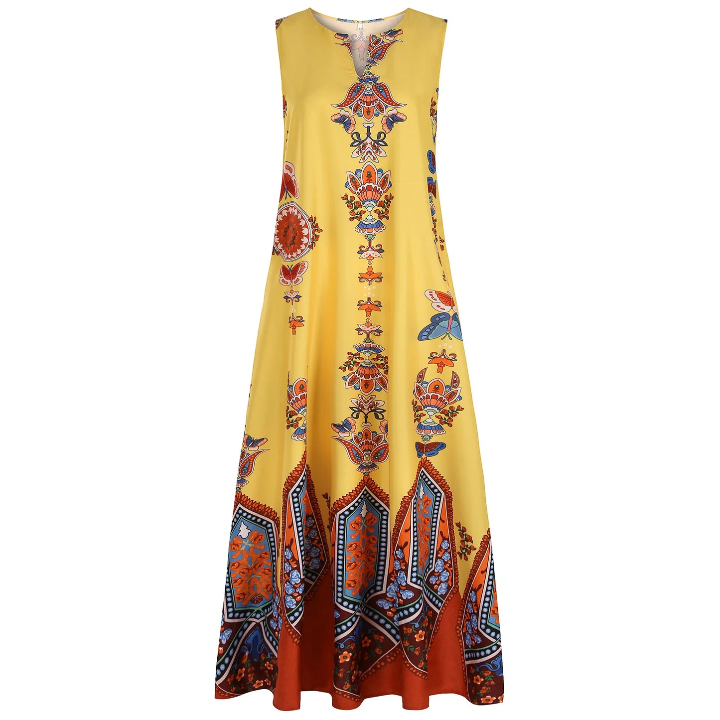 Summer Bohemian Sundress Vintage Sleeveless Women Floral Printed Maxi Long Dress Casual Dress Robe Femme Party Vestido Sarafans