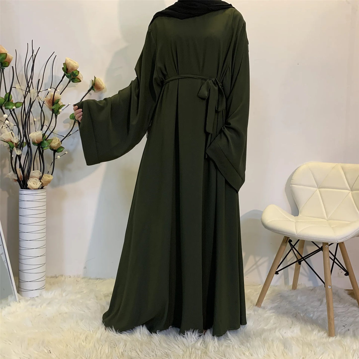 Muslim Fashion Hijab Dubai Abaya Long Dresses Women With Sashes Islam Clothing Abaya African Dresses For Women Musulman Djellaba - Seprincess